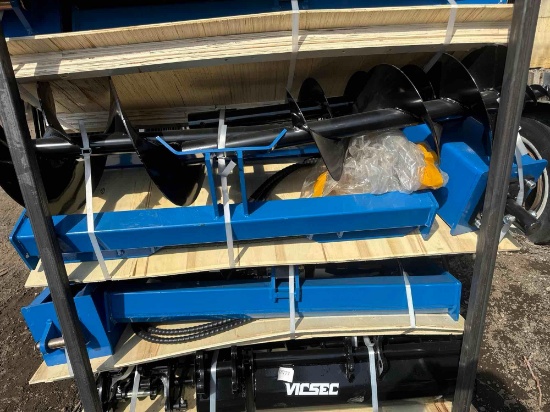 New GIYI Co Hydraulic Skidloader Auger Set w/ 8/12/16in Bits