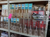 Plastic Coffee Bean Display/Dispensers on Shelf. Approximately 42 Units