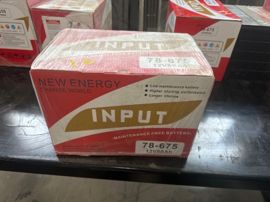 New Input Co 12v Auto Battery Model 78-675/12v60AH