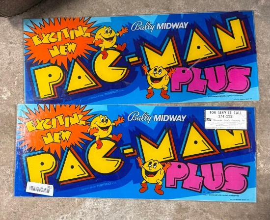 Bally Midway Pac-Man Plus Arcade Game Marquee Inserts