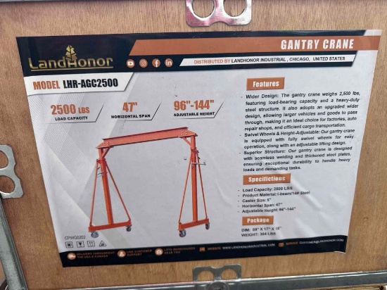 New LandHonor Co 2500lb Gantry Crane Model LHR-AGC2500