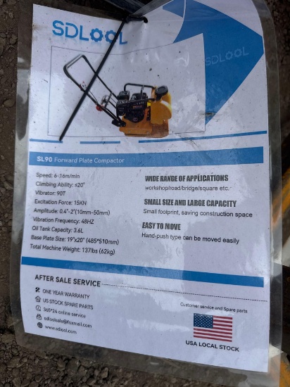 New SDLOOL Co Gas Plate Compactor Model SL90