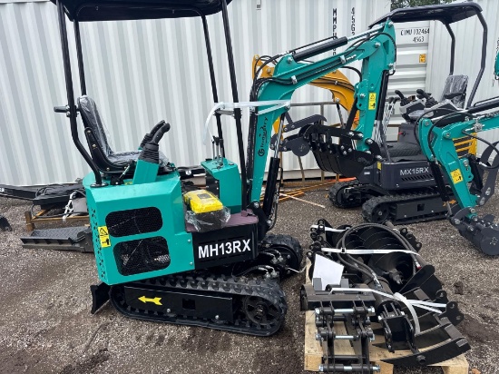 New CFG Industrial Co Mini Excavator Model MH13RX WITH Agrotk 9pc Attachment Set Model 12EX-ATA