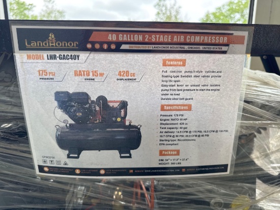 New LandHonor Co 40gal/175psi Gas Air Compressor Model LHR-GAC40Y