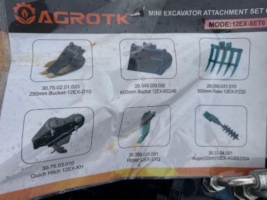 New Agrotk Co 6pc Mini Excavator Attachment Set Model 12EX-SET6