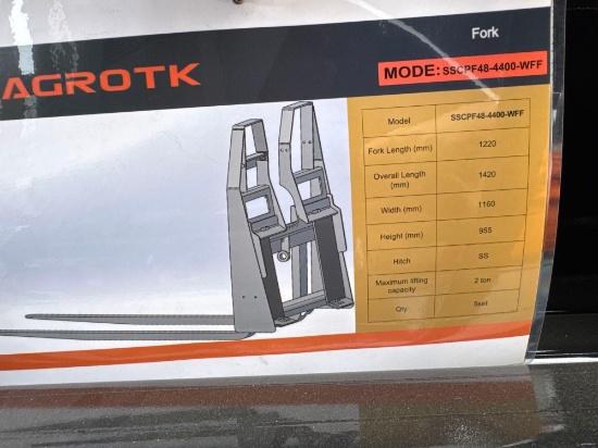 New Agrotk Co 48in Fork Set Model SSCPF48-4400-WFF