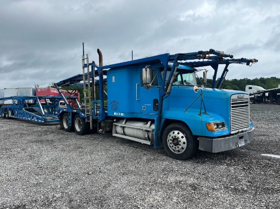 1999 Freightliner FLD120 Truck w/ 2007 Cattrell 9-car hauler (off-site item, read description)
