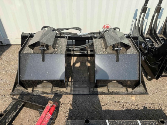 New GIYI Co 72in Hydraulic Skidloader Hollow Bottom Grapple Bucket Model HWG72