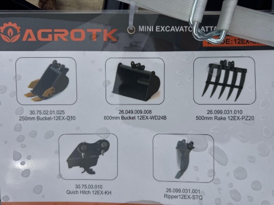 New Agrotk Co 5 pc Mini Excavator Attachment Set Model 12EX-SET5