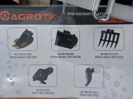 New Agrotk Co 5 pc Mini Excavator Attachment Set Model 12EX-SET5