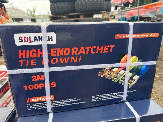 (100) New SD Lanch 2M Ratchet Tie Downs