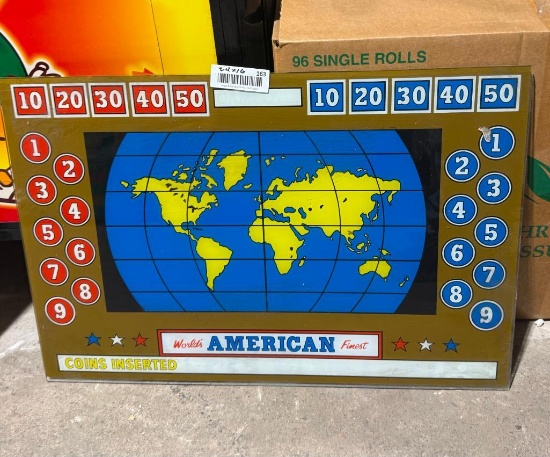 American Shuffleboard shuffle alley or bowling arcade game backglass
