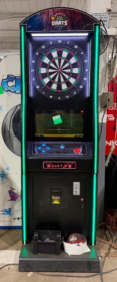 Commercial upright electronic soft-tip arcade dart machine