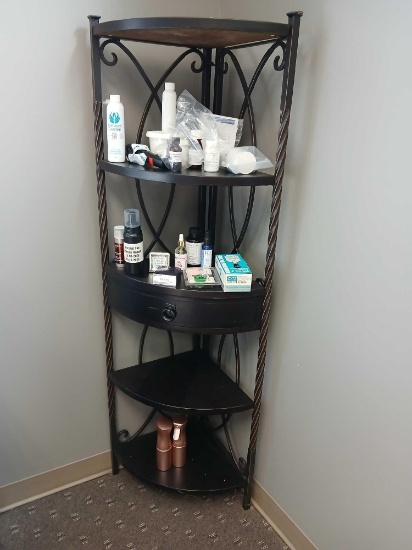 Metal Frame Corner Shelf. 61" Tall