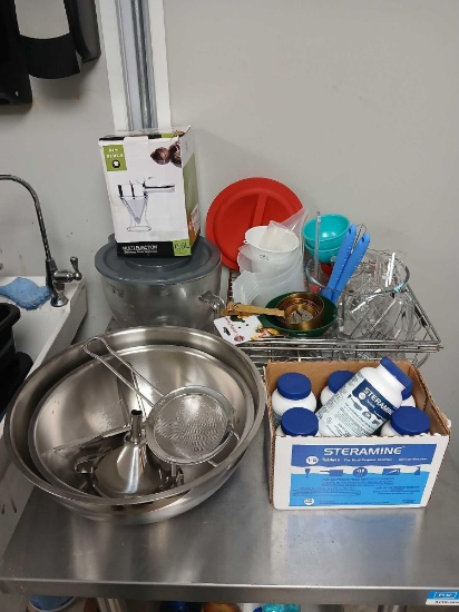 Lots of Measuring Cups and Stainless Bowls. Contents Only.