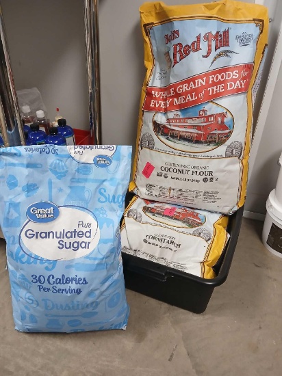 Lot of 3 Unopened Sugar, Coconut Flour, & Cornstarch 25LB Bags
