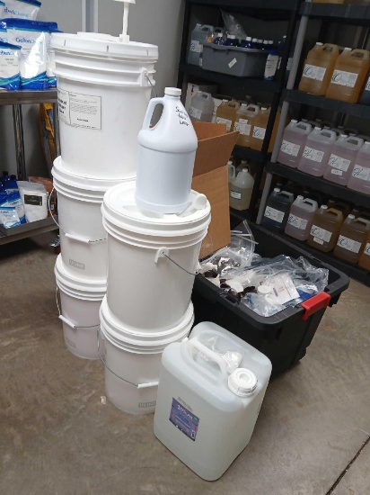 Lot of Various Unknown Powder, Diffuser Base, Spray Tops for Bottles and MISC