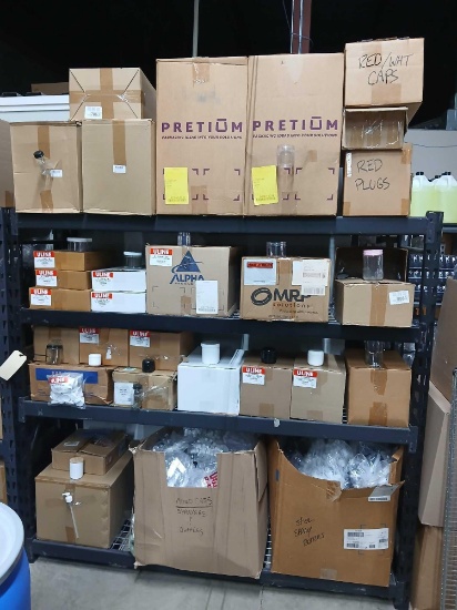 All Contents of Shelf. Containers, Containers w/Lids, Misc Assorted Plastic Bottles and Lids See