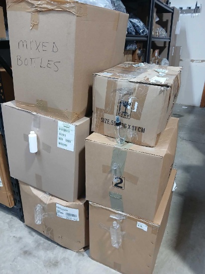 Lot of 6 Boxes Various 4oz/8oz Plastic & Glass Bottles No Tops