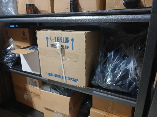 Shelf Lot of Various Bottle Caps and Pump Sprayers