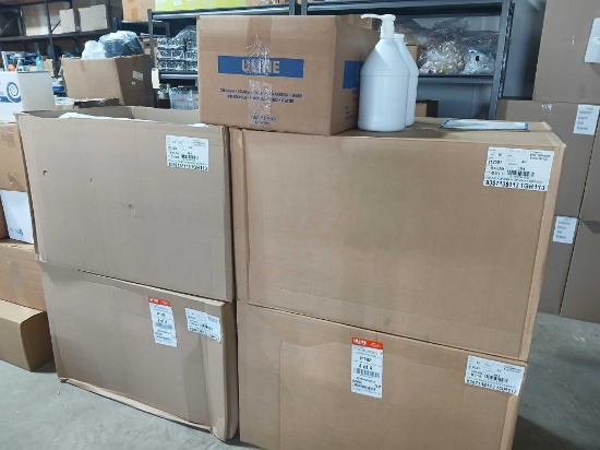 Lot of 4 Boxes Mostly NEW Uline 1gal Plastic Containers with Lids