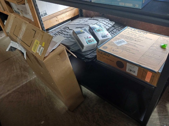 Lot of Back Support Belts. Auto Floor Mats. Rubber Wall Base NEW Radiator.