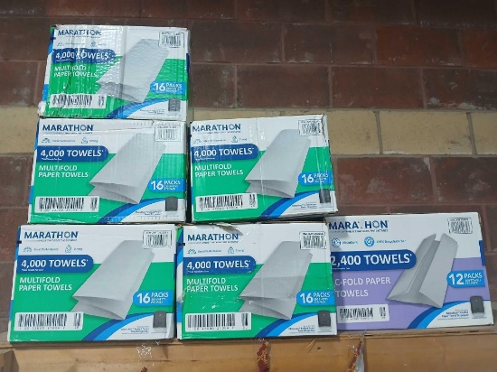 Lot of 6 Boxes Marathon Mulilti Fold Paper Towels