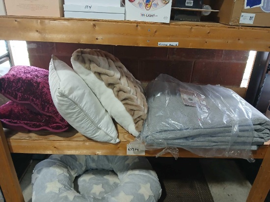 Lot of 9x12 Area Rug & 4 Throw Pillows