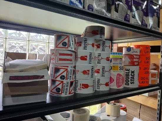 Shelf Lot of Various Printed Shipping Stickers& Packing List Envelopes