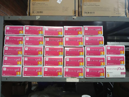 Lot of 28 Boxes Size Small Medline Pink Exam Gloves.