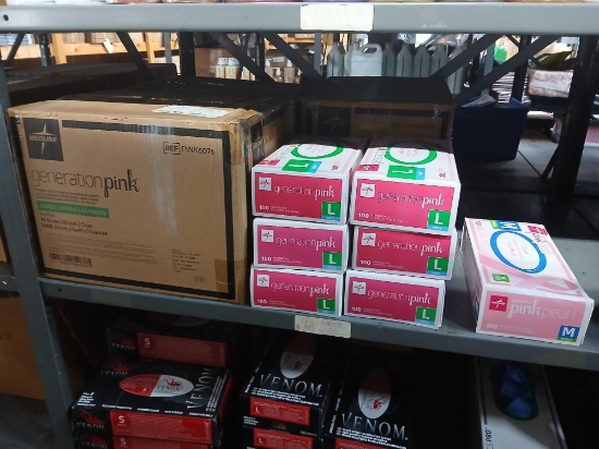 Lot of 36 Boxes of Size Large PINK Exam Gloves.