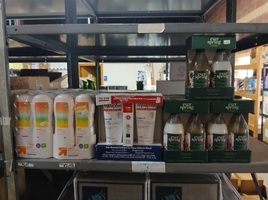 Shelf Lot of Sunscreen. Healing Ointment. Hand Soap and Lotion Sets.