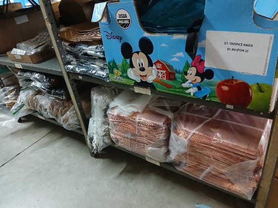 3 Shelf Lot of New Various Shopping Bags.