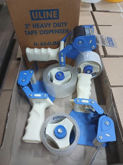 Lot of 4 Uline 2" Tape Dispensers. 1 NEW