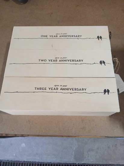 Wood Anniversary Wine Box. (empty)