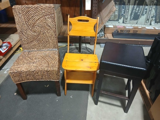 Lot of 2 Chairs and 1 Stool