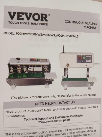 NEW Vevor Continuous Sealing Machine