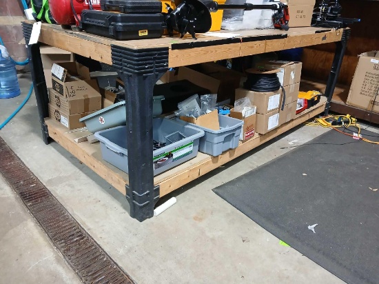 8ft x 48" Wood Work Table with Lower Shelf