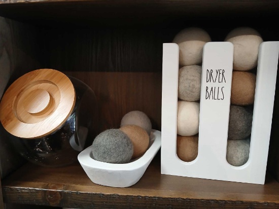 Shelf Lot Dryer Balls And Decor