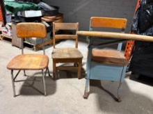 (2) Child's chairs, and (1) child's chair-desk