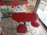 Red Heart Table w/ 3 Chairs