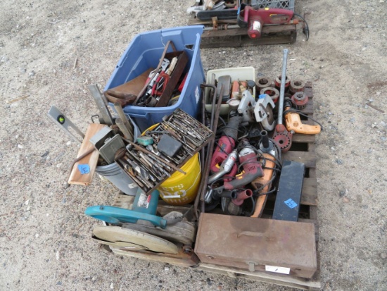 Tool Box, Drill Bits, Makita Saw, Hand Tools, Misc