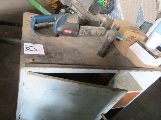 Cabinet,chainsaw,dust pan,weight scale,work helmets,etc