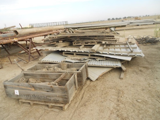 Lof of Misc Wood & Slates, Cable, Metal Sheets