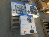1 Cyclone Pedestal Fan, Casleo Box Fan, Cyclone Power Air