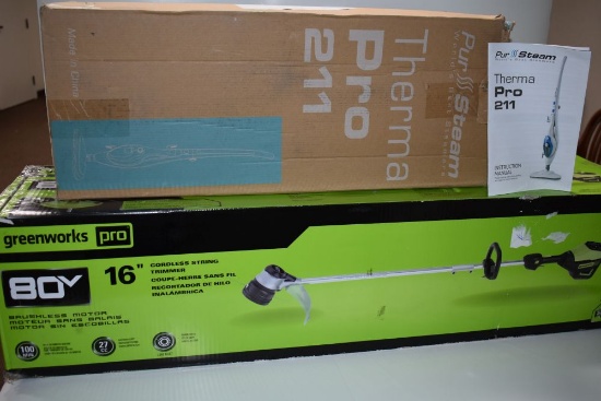 1/6" Cordless String Trimmer New Open Box, 1 Steamer Mop Used