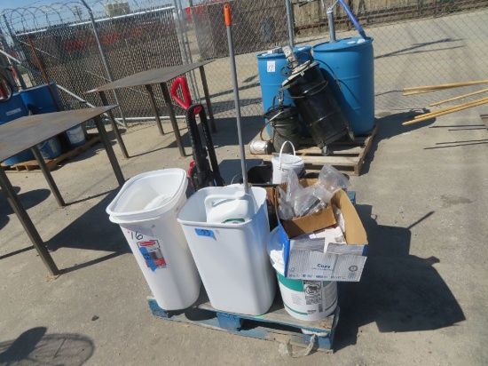 (7) Trash Cans, Microwave, VAC, Misc