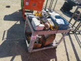 Rolling Cart w/Tire Repair Brushes & Bolts, Clamps, Misc