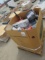 Lg box- shoes, heaters, table air hockey, ice skates, chin up bar, foot ball, basketball