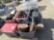 Speakers, toys, ice chest, lantern, camp cooker, misc